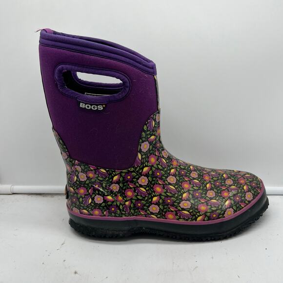 Bogs Snow Boots Womens 8 Sweet Pea Mid Winter Purple Floral - Picture 1 of 11